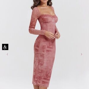 House of CB Seraphina Pink Print Corset Dress
